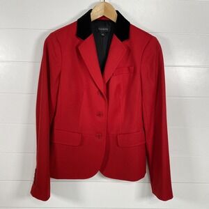 Talbots Blazer Womens 2 Wool Velvet Collar Button Up Classic Jacket Equestrian